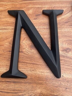 Matte Black Decorative Letter N
